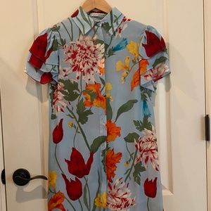 Alice and Olivia Floral Mini Shirt Dress